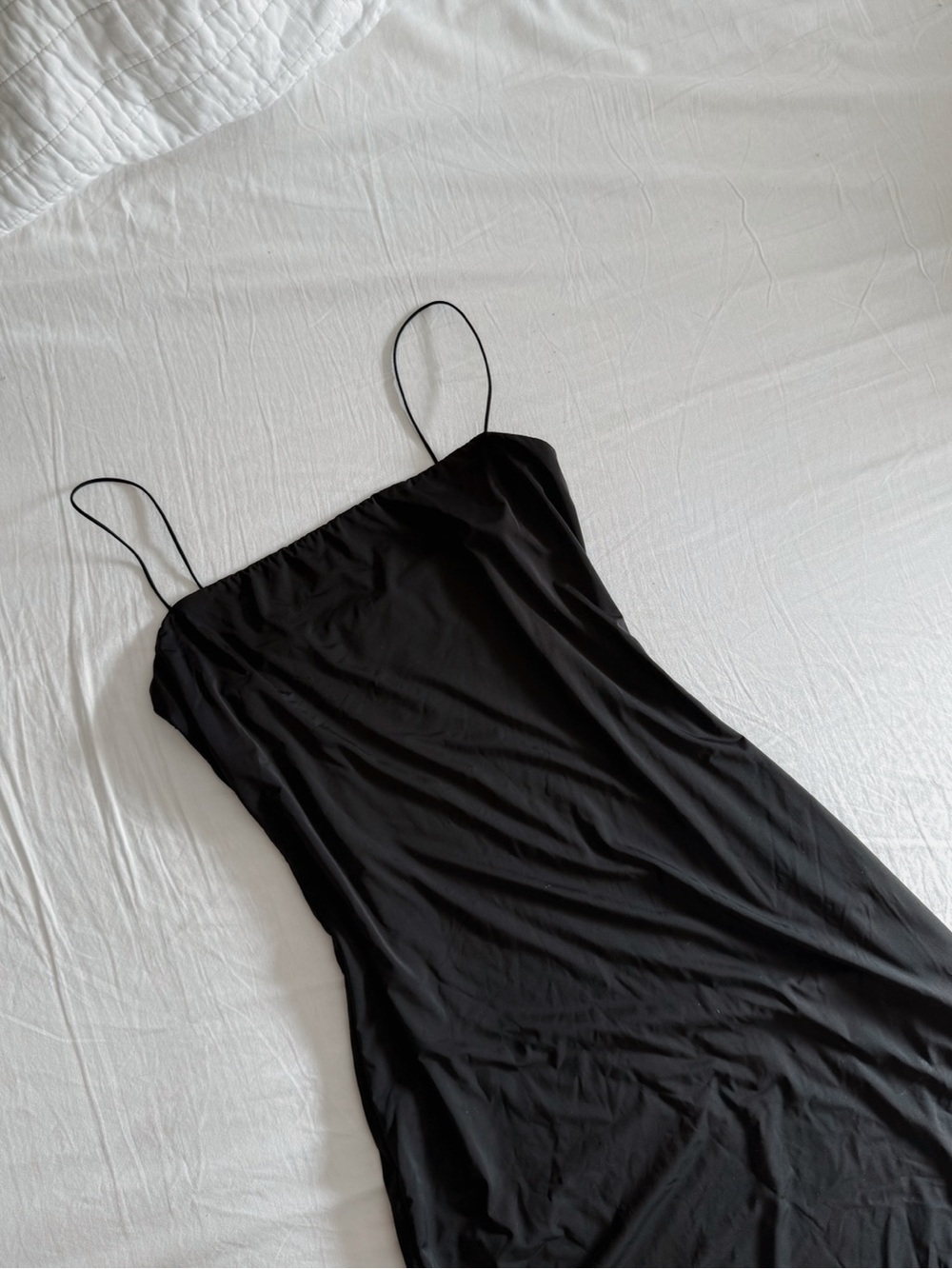Babaton Black Spaghetti Strap Slip Dress